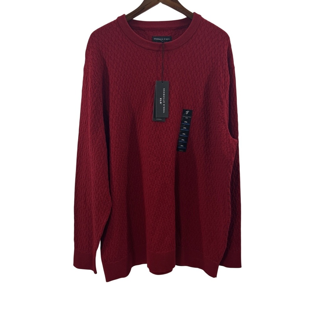 Shaquille ONeal Men 2XL Red Sweater Round Neck Long Sleeves New Tags